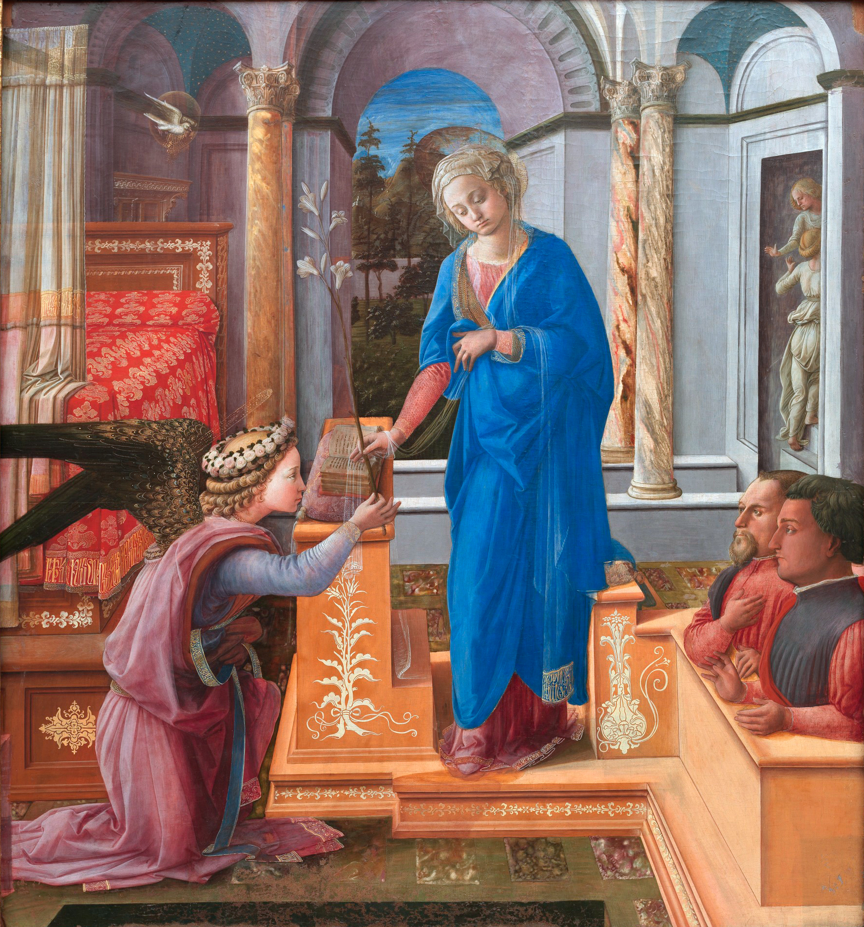 Imagem de referência de Anunciação com dois doadores ajoelhados, descrito nos dados abertos como pintura de Filippo Lippi