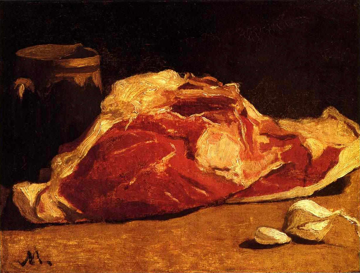 Imagem de referência de Nature morte : le quartier de viande, descrito nos dados abertos como pintura de Claude Monet