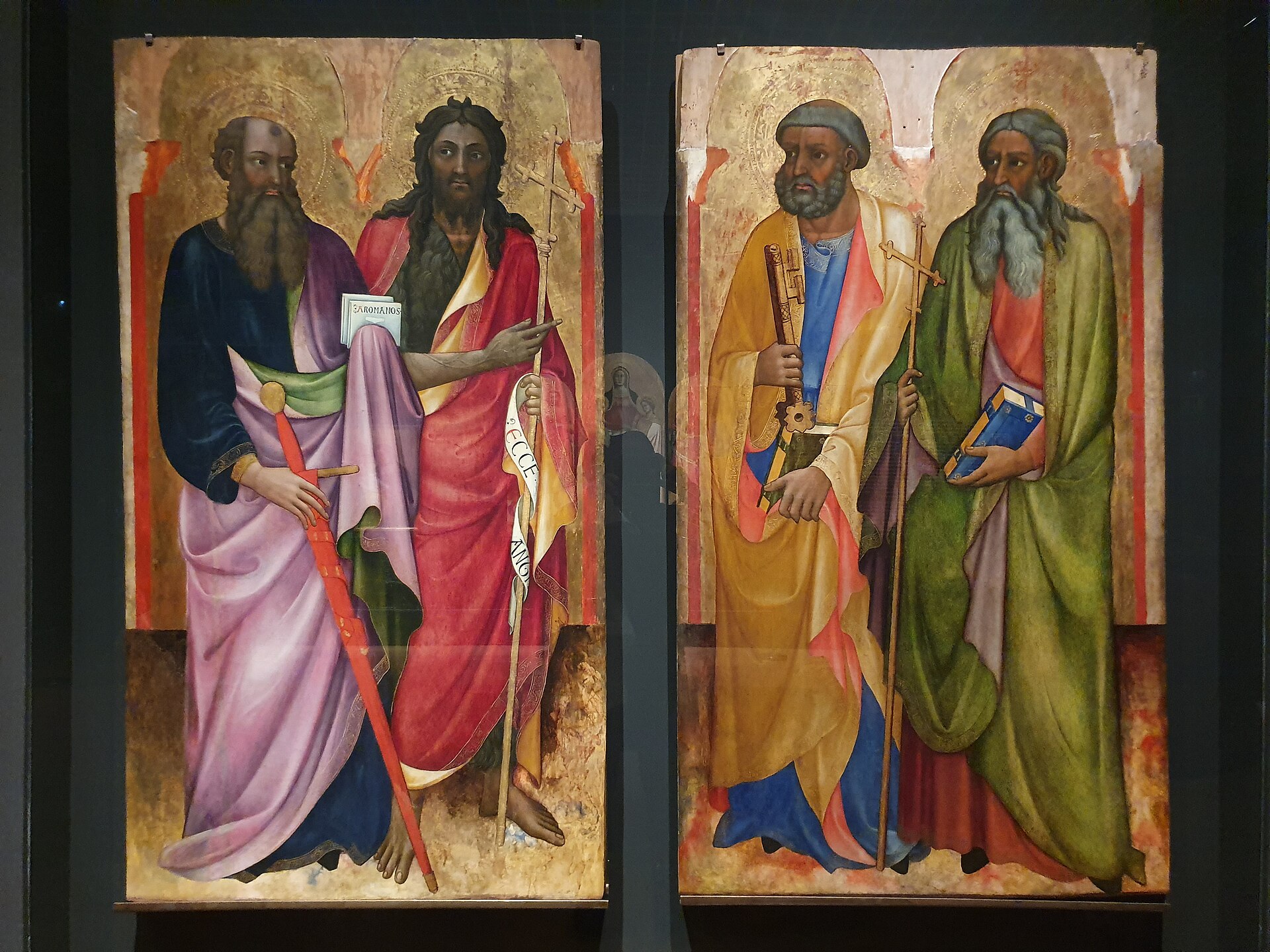 Imagem de referência de Políptico de Pieve de San Paolo, descrito nos dados abertos como conjunto de pinturas de Álvaro Pires d'Évora desmebrado e de que restam dois painéis e um fragmento em tondo