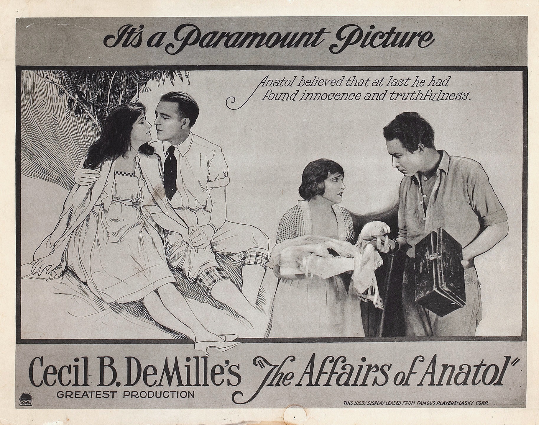 Imagem de referência relacionada a The Affairs of Anatol, item descrito como filme de 1921 dirigido por Cecil B. DeMille