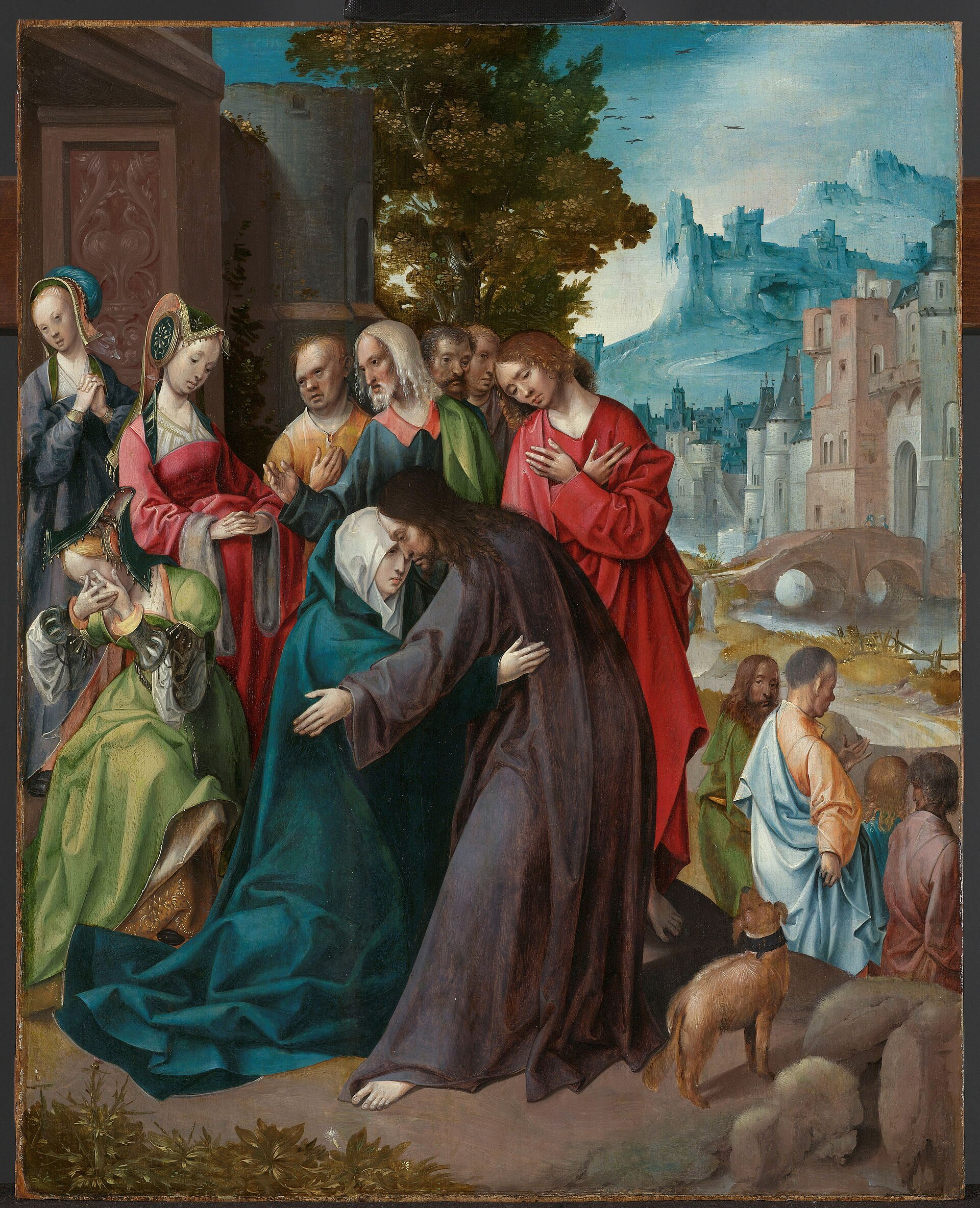 Imagem de referência de Jesus se despedindo de sua mãe, descrito nos dados abertos como pintura de Cornelis Engebrechtsz