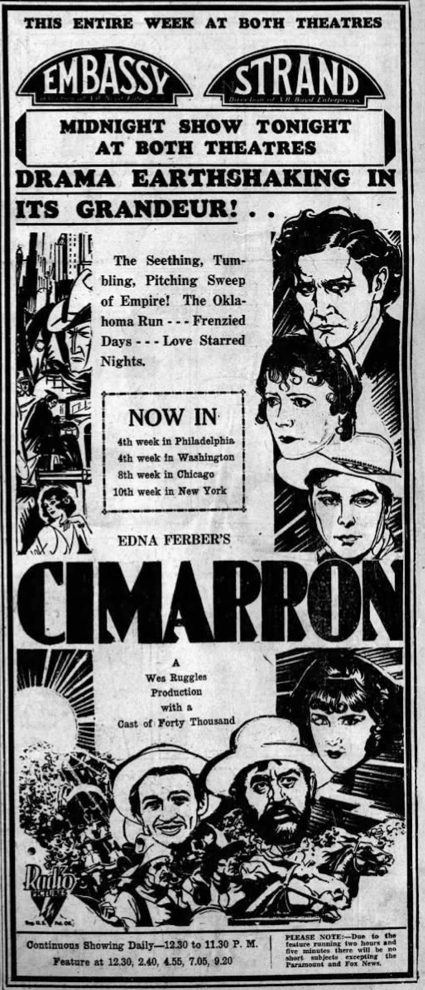 Imagem de referência de Cimarron, descrito nos dados abertos como filme de 1931 dirigido por Wesley Ruggles