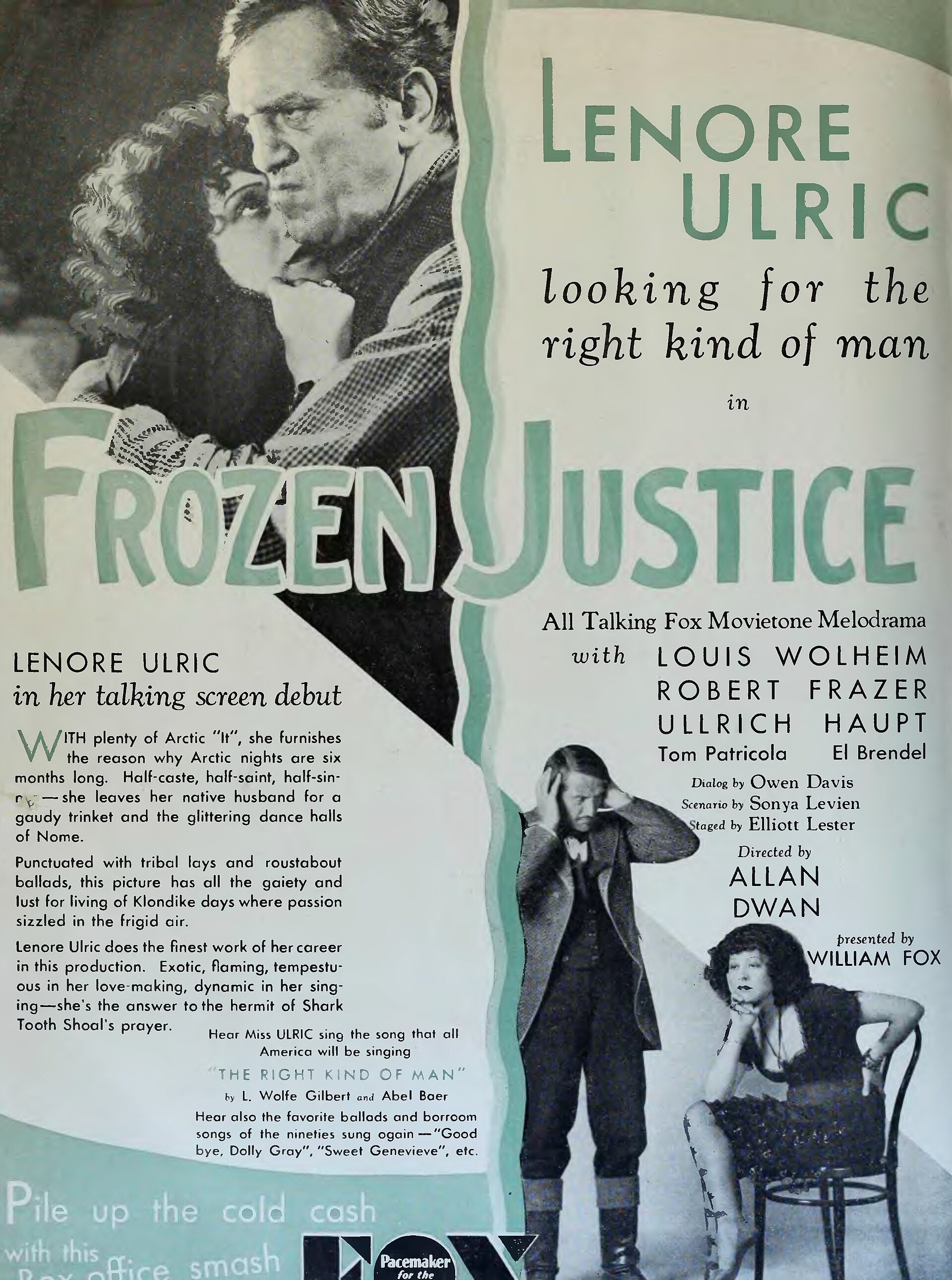 Imagem de referência relacionada a Frozen Justice, item descrito como filme de 1929 dirigido por Allan Dwan