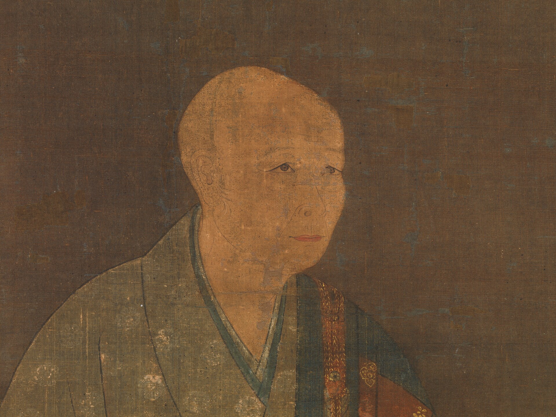 Imagem de referência de Retrato de Shun'oku Myōha, descrito nos dados abertos como pintura de desconhecido