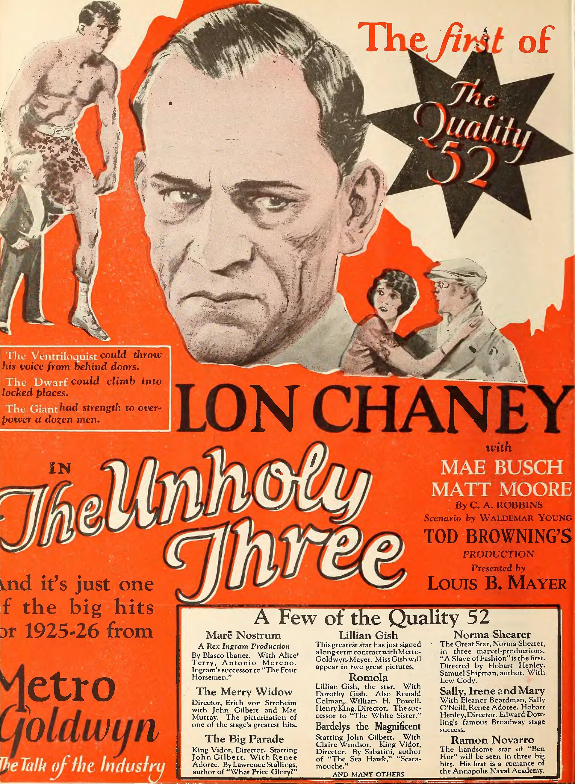 Imagem de referência de The Unholy Three, descrito nos dados abertos como filme de 1925 dirigido por Tod Browning