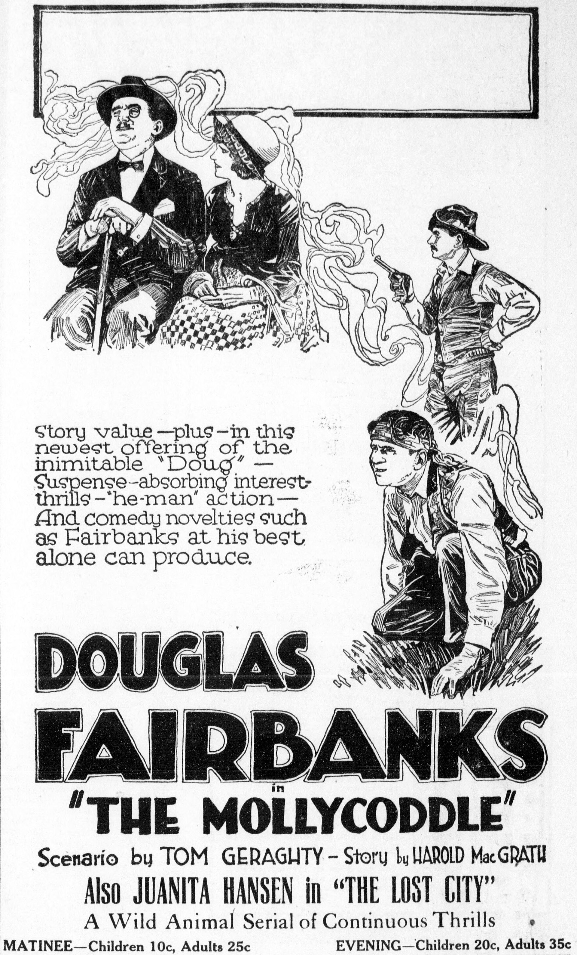 Imagem de referência de The Mollycoddle, descrito nos dados abertos como filme de 1920 dirigido por Victor Fleming